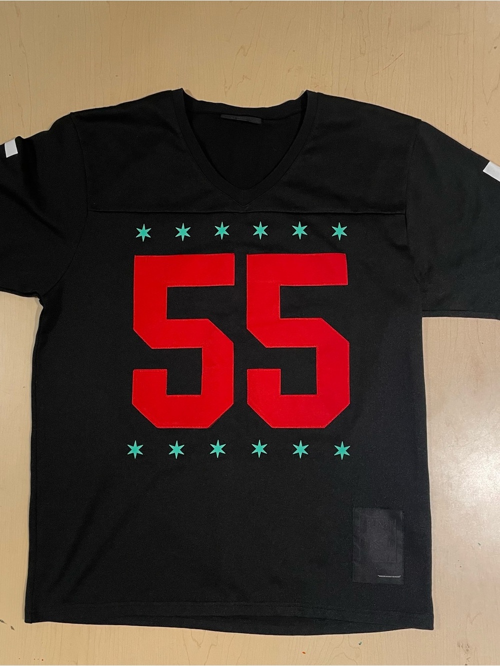 Black Scale Football Jersey Shirt Black Red Number 55 Stars Size Large
